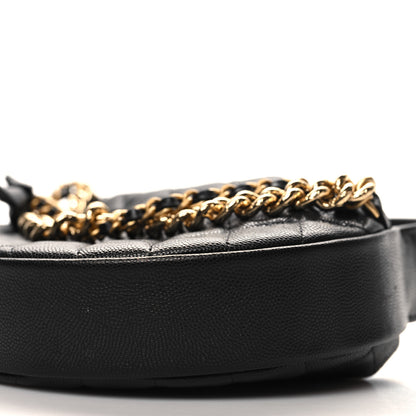 Chanel Shiny Caviar Quilted Bow Pouch Hobo Black 10 of 11