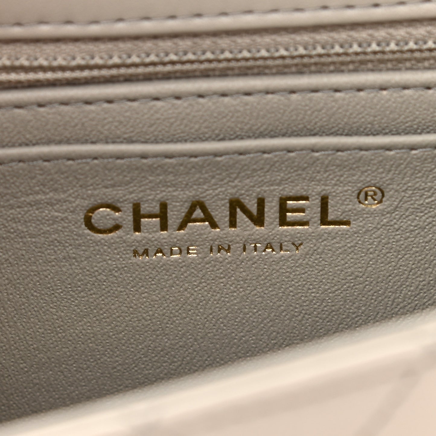 Lambskin Quilted Mini Rectangular Flap Grey