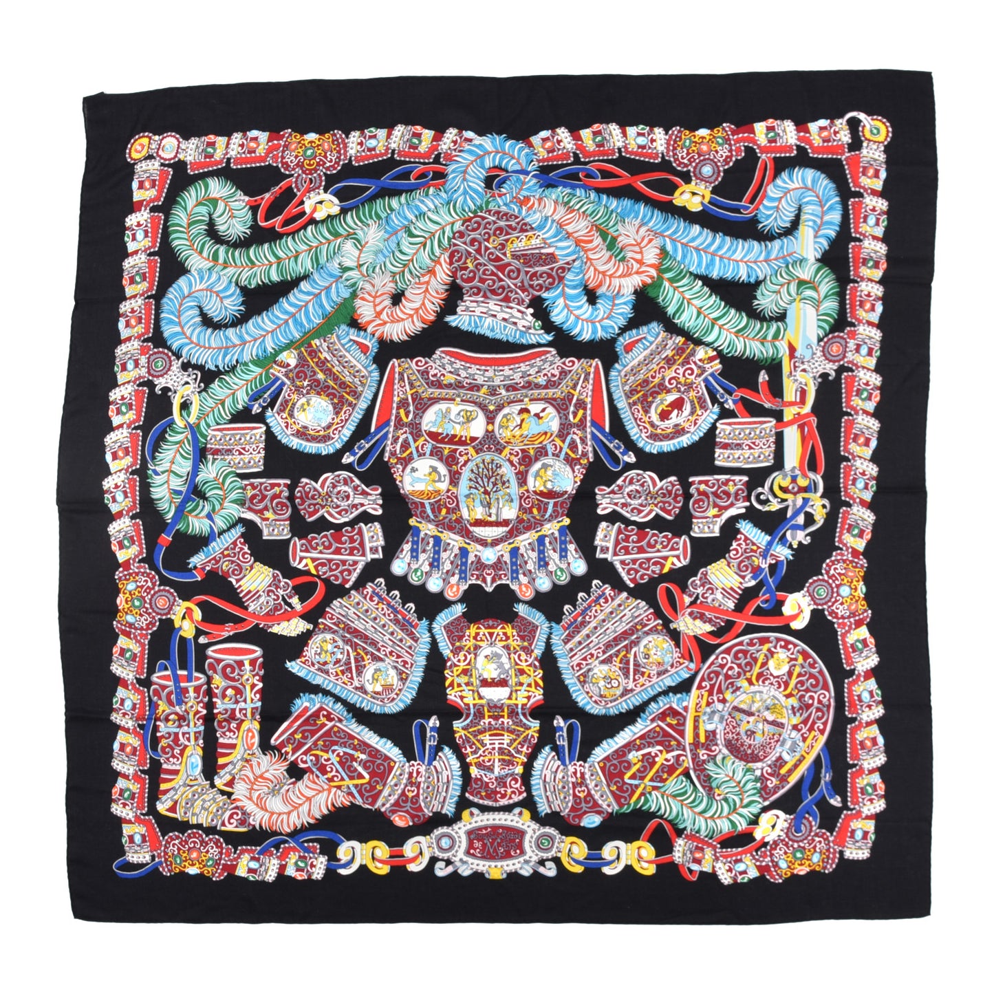 Cashmere Silk Sous L'Egide De Mars Shawl 140 Black Rouge Multicolor