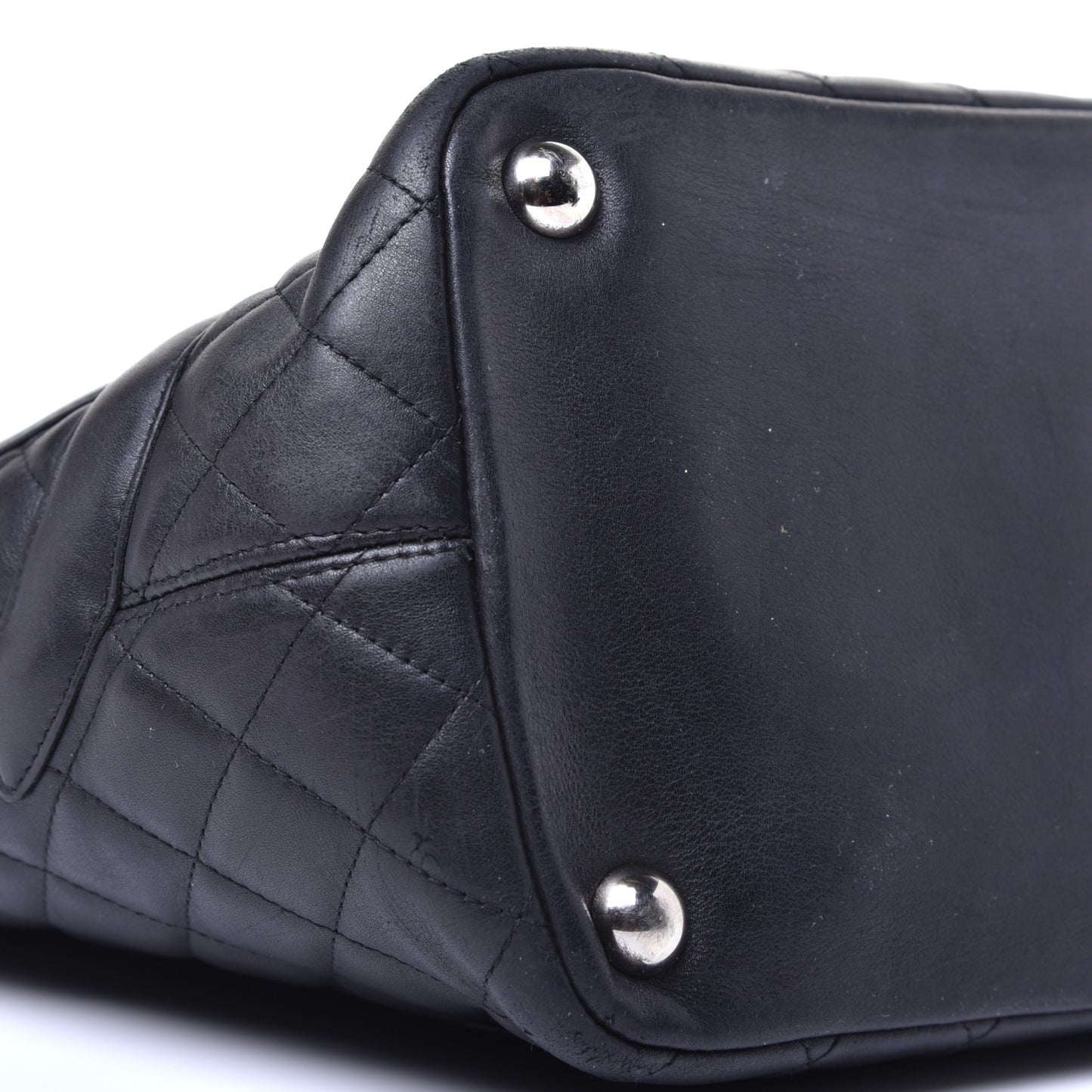 Calfskin Quilted Large Cambon Tote Black