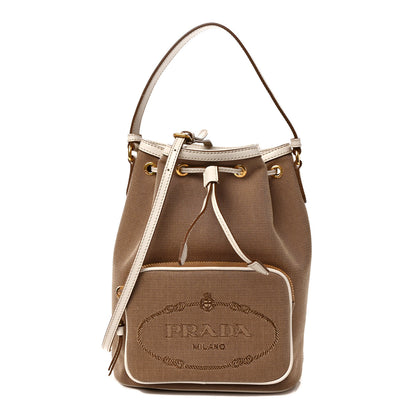 Prada Jacquard Logo Mini Bucket Crossbody Bag Corda Talco 1 of 10