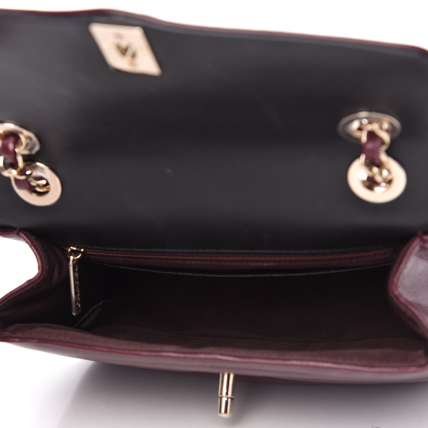 Chanel Shiny Lambskin Quilted Small Chevron Miroir Burgundy 5 of 10
