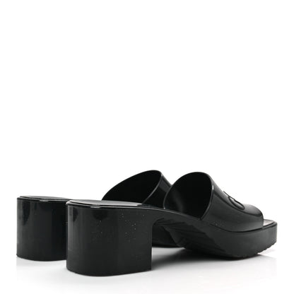 Gucci Rubber Gucci Logo Womens Platform 20/60mm Slide Sandals 39 Black 3 of 8