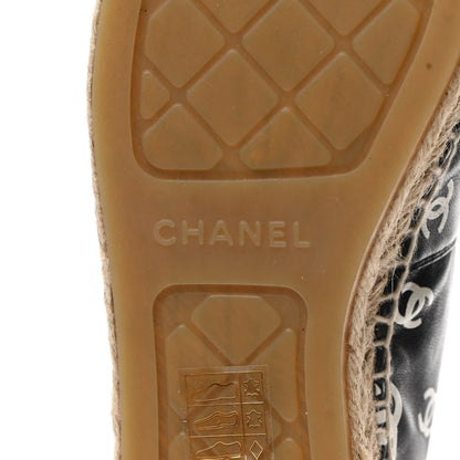 Chanel Lambskin Printed CC Espadrilles 41 Black White 7 of 10