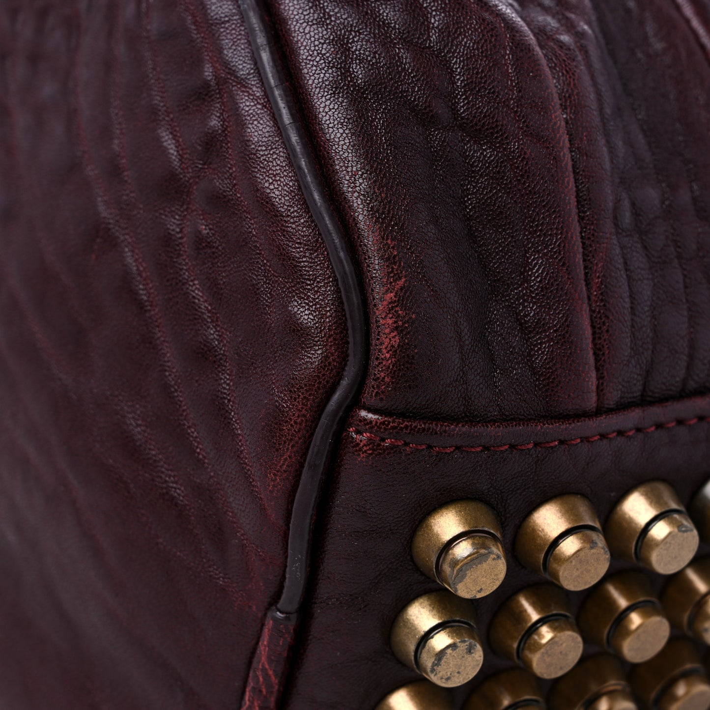 Pebbled Lambskin Mini Rockie Matte Oxblood
