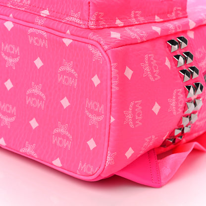 MCM Visetos Small Side Stud Stark Backpack Neon Pink 9 of 9