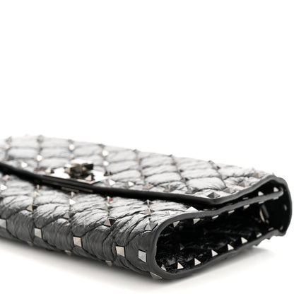 Valentino Garavani Craquele Nappa Rockstud Spike Wallet on Chain Black 9 of 9