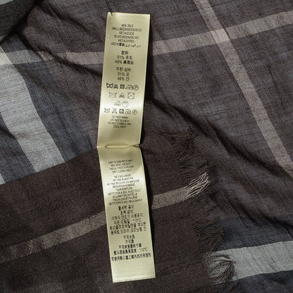 Burberry Wool Silk Giant Check Gauze Scarf Brown 7 of 7