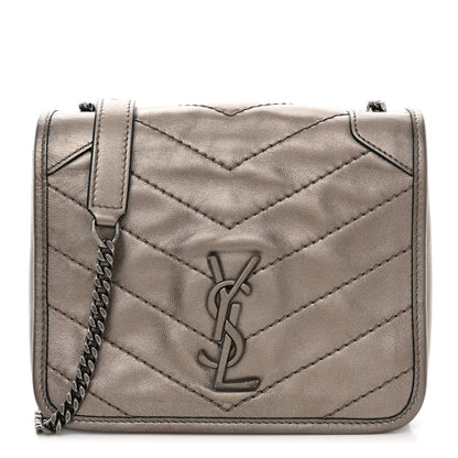Saint Laurent Metallic Calfskin Matelasse Monogram Niki Chain Wallet Platinum 1 of 13