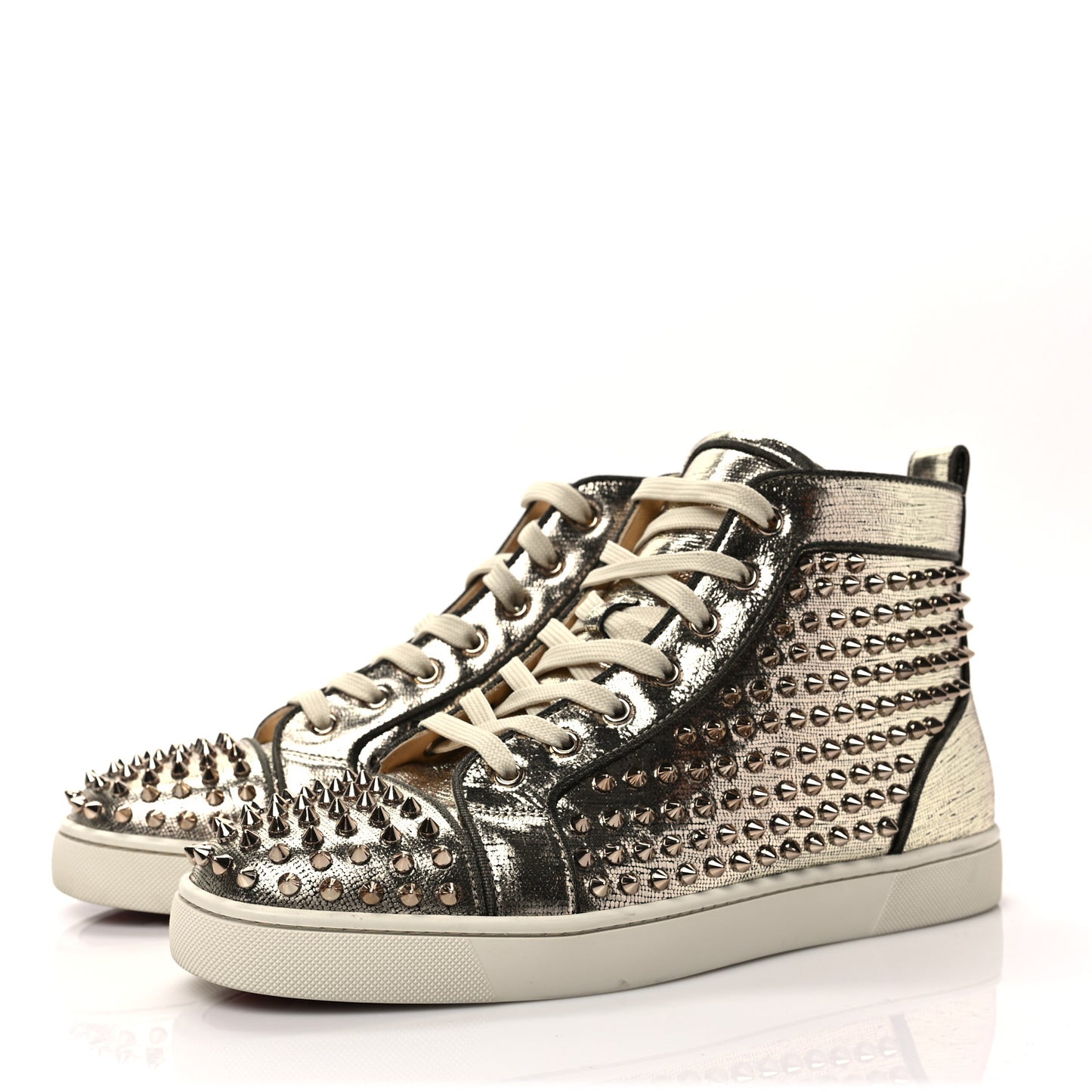 Laminato Dino Nappa Spikes Mens Louis Orlato Flat Sneakers 44 Platine
