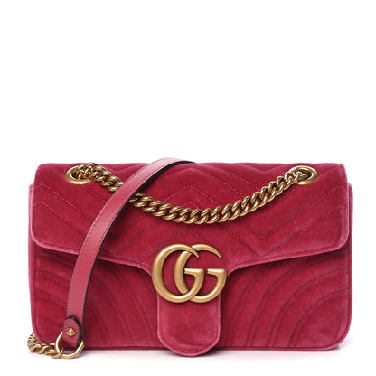 Gucci Velvet Matelasse Small GG Marmont Shoulder Bag Light Raspberry Rose 1 of 10