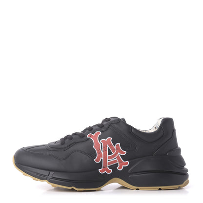 Gucci X MLB Calfskin LA Dodgers Mens Rhyton Sneakers 9 Black 1 of 12