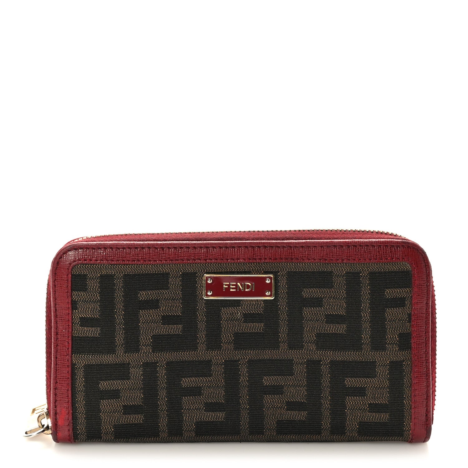 Fendi Zucca Zip Around Wallet Red 1 of 9