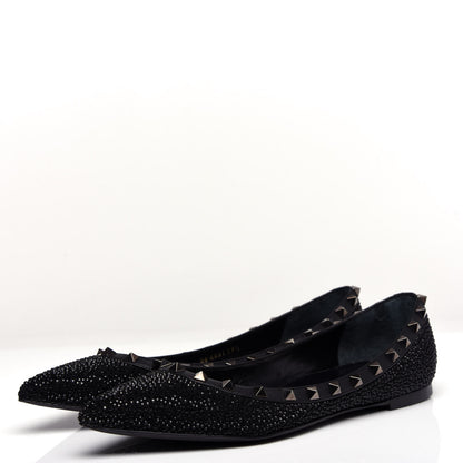 Valentino Garavani Crystal Rockstud Ballerina Flats 39.5 Black 3 of 11