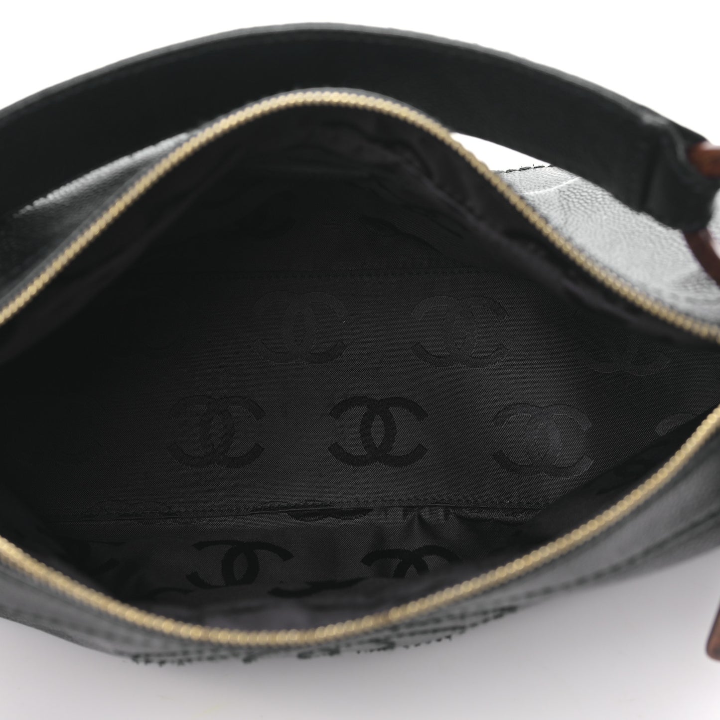 Caviar CC Wood Chain Hobo Black