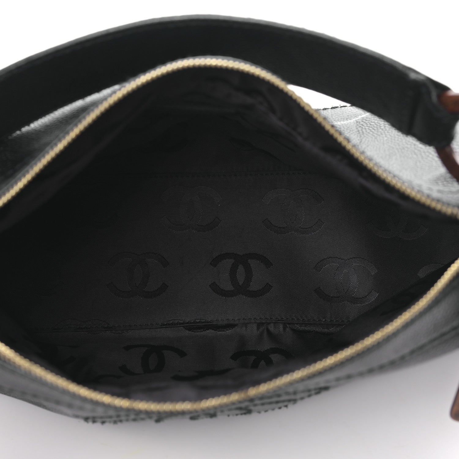 Chanel Caviar CC Wood Chain Hobo Black 5 of 9