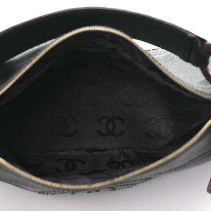 Chanel Caviar CC Wood Chain Hobo Black 5 of 9