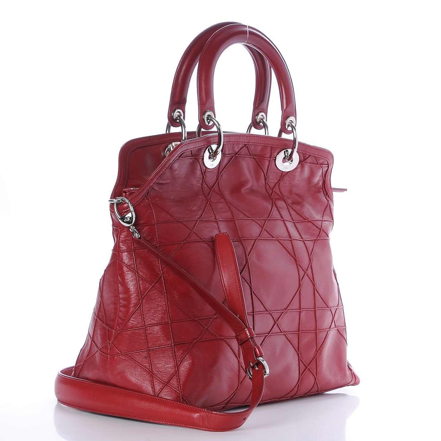 Lambskin Cannage Medium Granville Tote Red