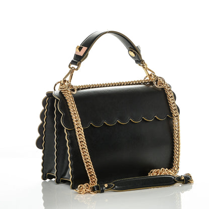 Fendi Vitello Liberty Scalloped Studded Kan I Shoulder Bag Black 3 of 7