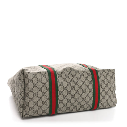Gucci Tender GG Supreme Monogram Textured Dollar Calfskin Web Tote Beige Ebony New Acero 4 of 9