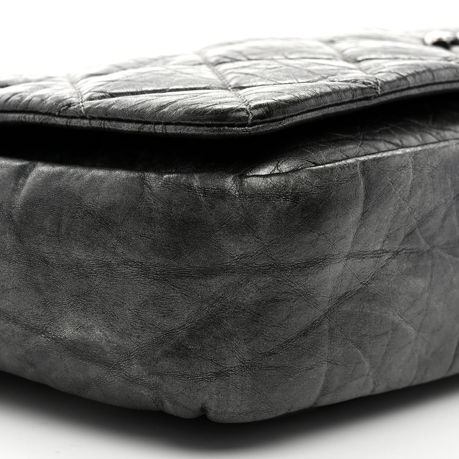 Chanel Aged Calfskin Quilted Medium Pondichery Flap Dark Grey 9 of 10
