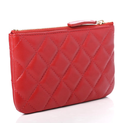 Chanel Lambskin Quilted Small Cosmetic Case Red 2 of 4