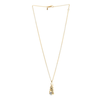 John Hardy 18K Yellow Gold Diamond Blue Sapphire Legends Naga Pendant Necklace 3 of 4