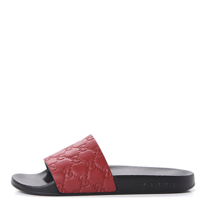 Gucci Guccissima Signature Slide Sandals 37 Hibiscus Red 1 of 10