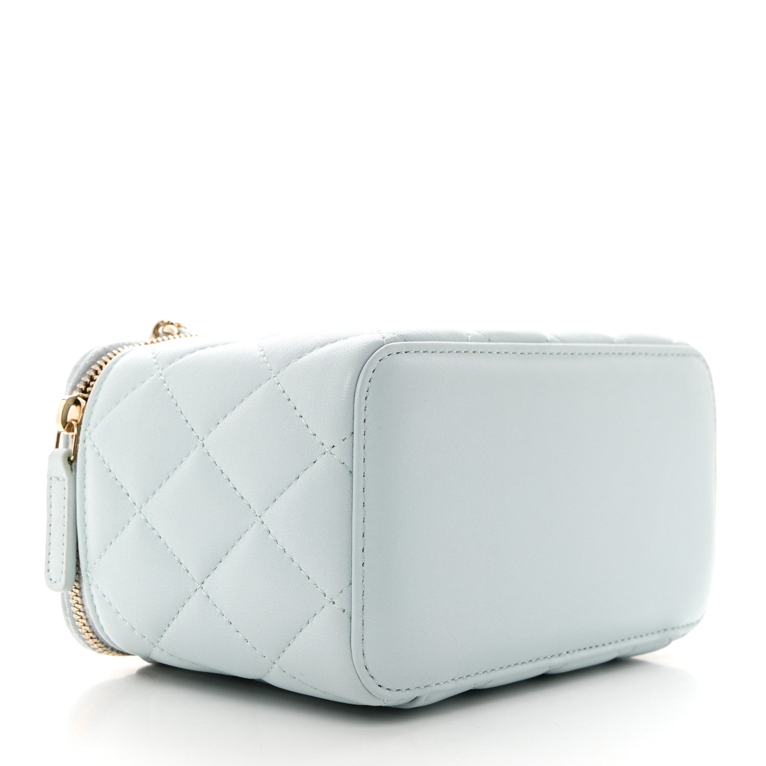 Chanel Lambskin Quilted Small Top Handle Vanity Case With Chain Light Blue 4 of 10