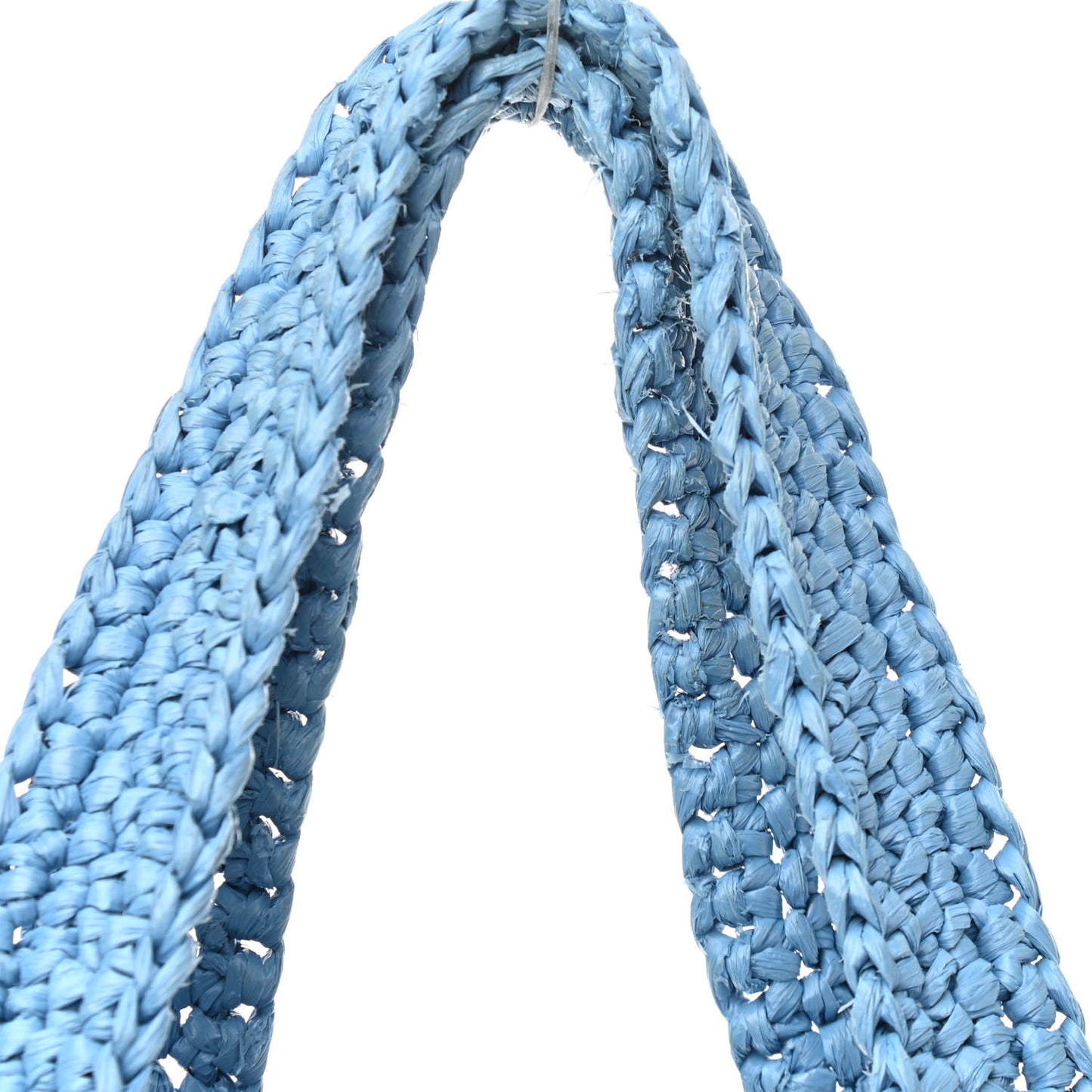 Yarn Raffia Effect Crochet Logo Embroidered Shopping Tote Bag Celeste
