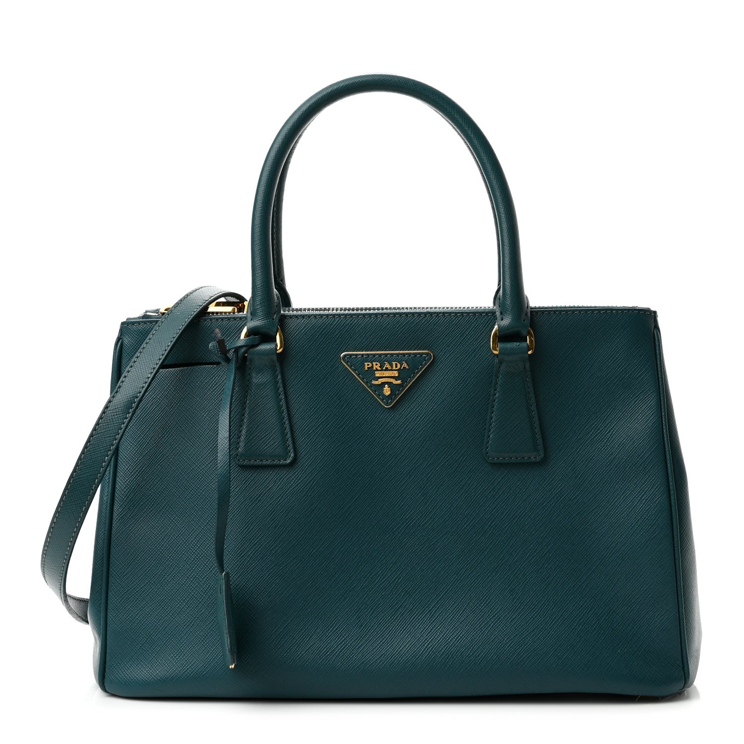 Prada Saffiano Small Galleria Double Zip Tote Ottanio 1 of 9