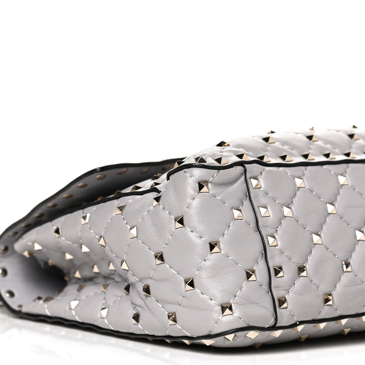 Nappa Large Rockstud Spike Shoulder Bag Pastel Grey
