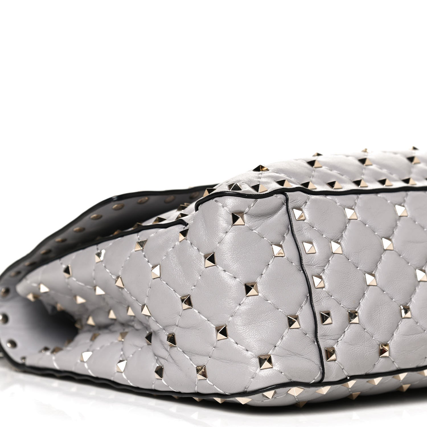 Valentino Garavani Nappa Large Rockstud Spike Shoulder Bag Pastel Grey 8 of 9