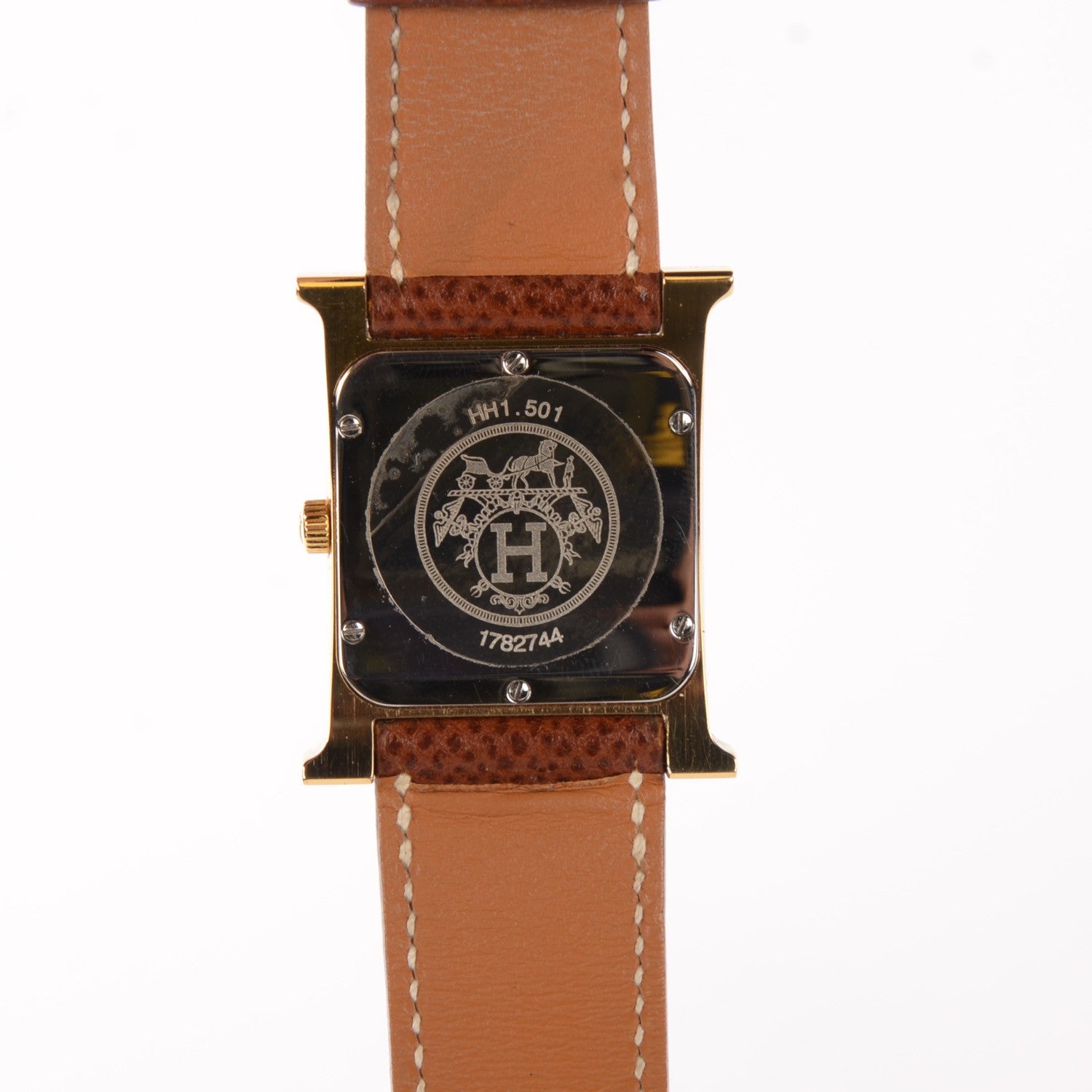 Hermes Stainless Steel Epsom 26mm Heure H Hour Quartz Watch Gold 5 of 6