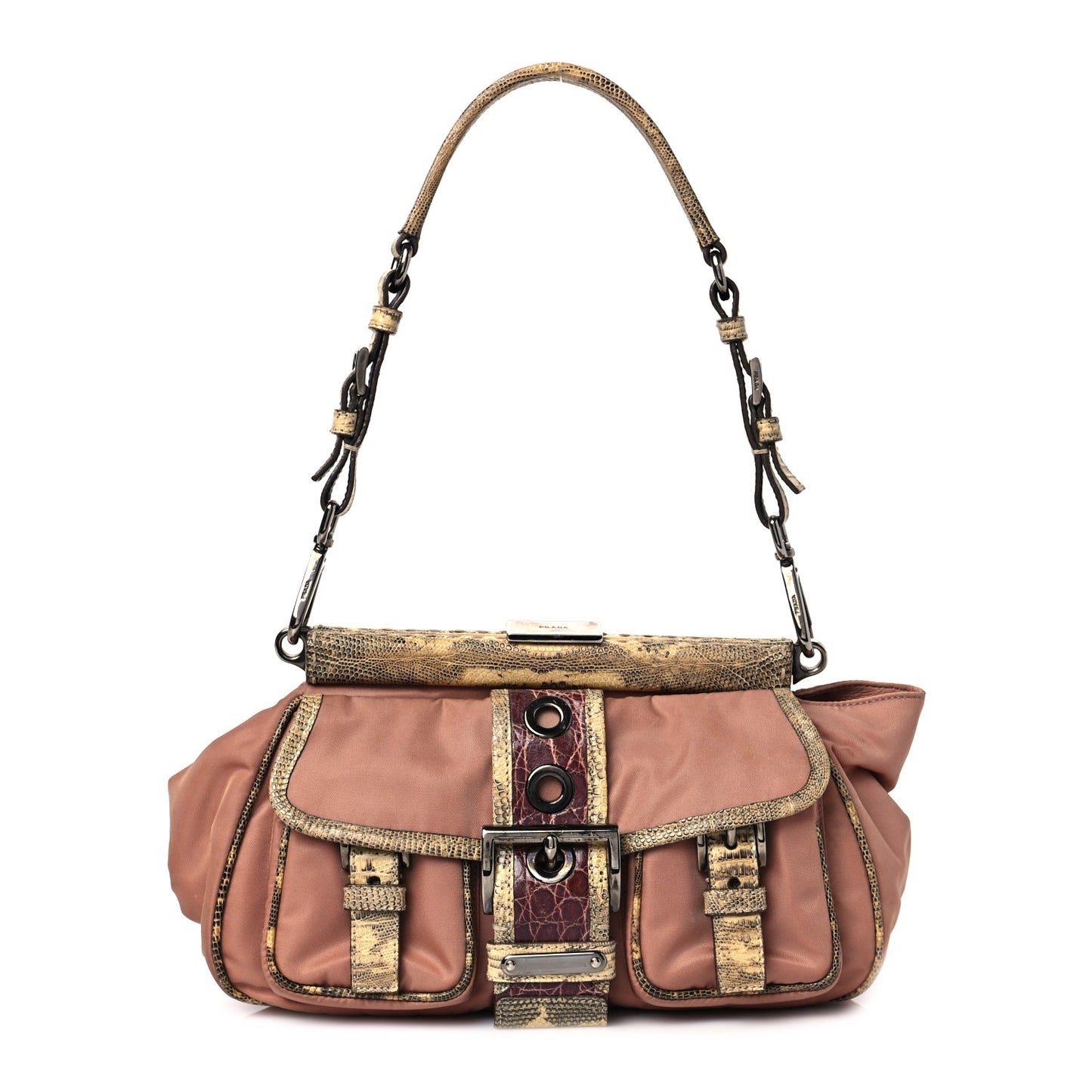 Tessuto Nylon Snakeskin Shoulder Bag Pink