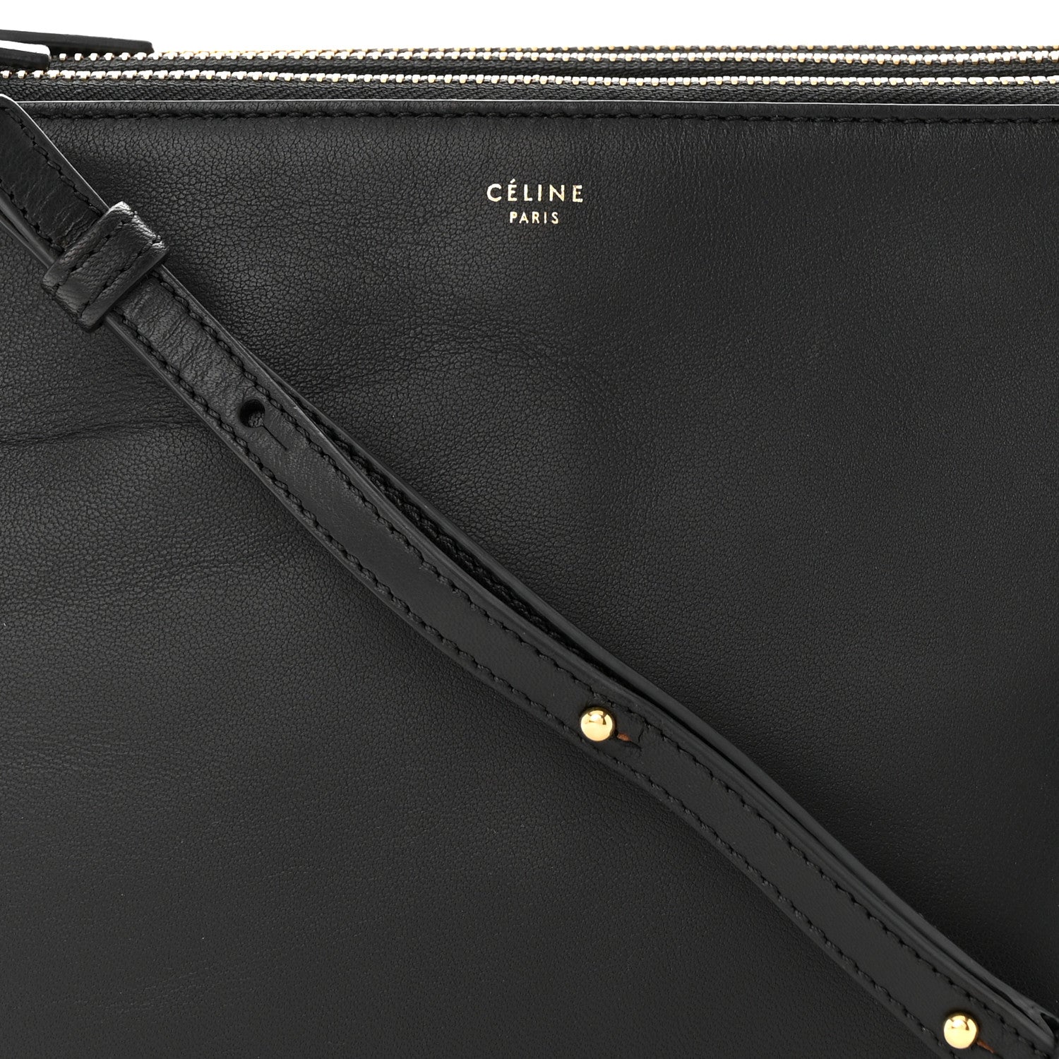 Celine Lambskin Large Trio Crossbody Bag Black 7 of 9