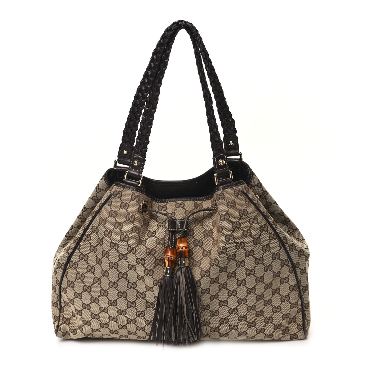Gucci Monogram Peggy Braided Tote Dark Brown 1 of 10