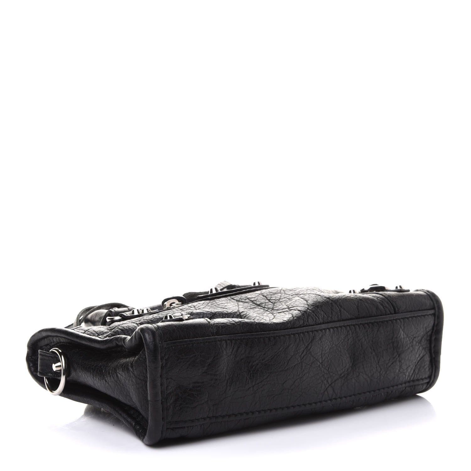 Balenciaga Agneau Classic Silver Hardware Nano City Logo Strap Black White 3 of 9