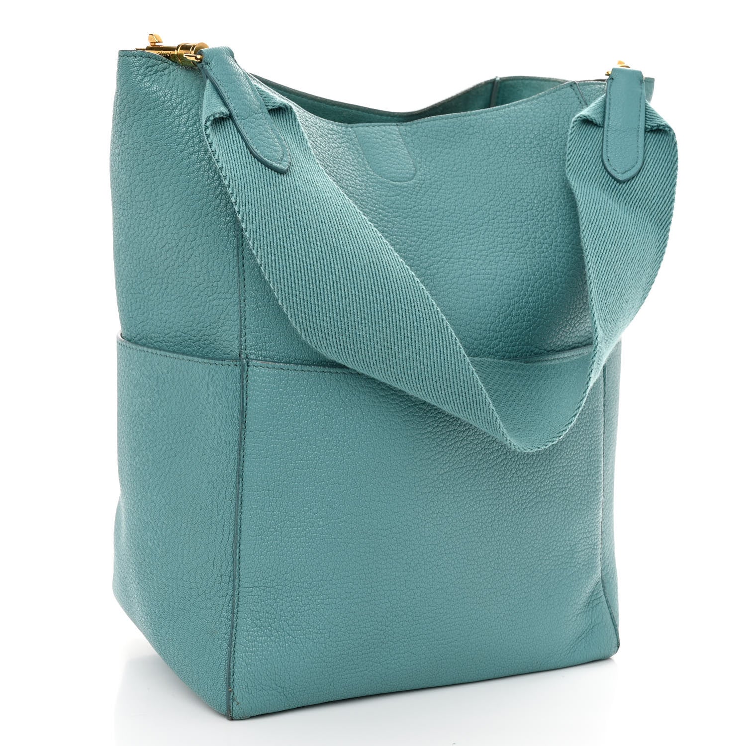 Celine Soft Grained Calfskin Sangle Bucket Bag Antarctic 3 of 11