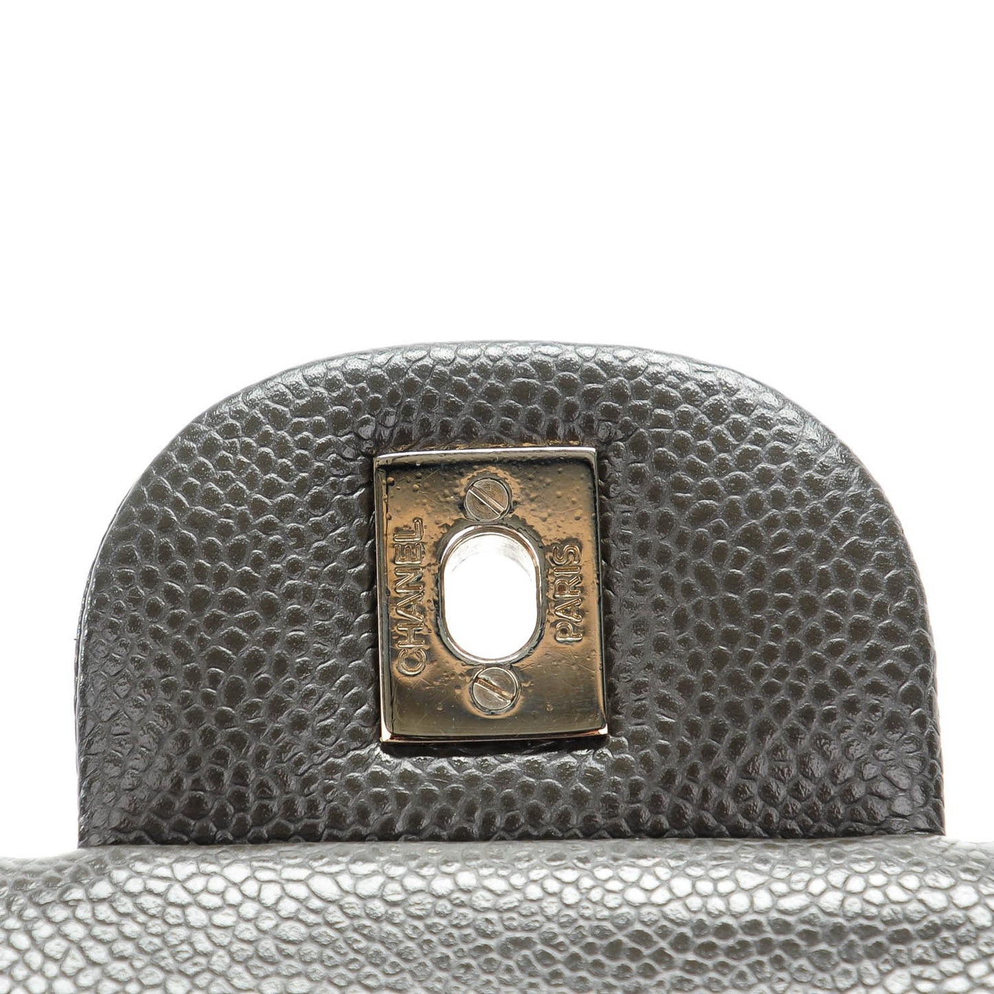 Caviar Quilted Jumbo Double Flap Dark Grey