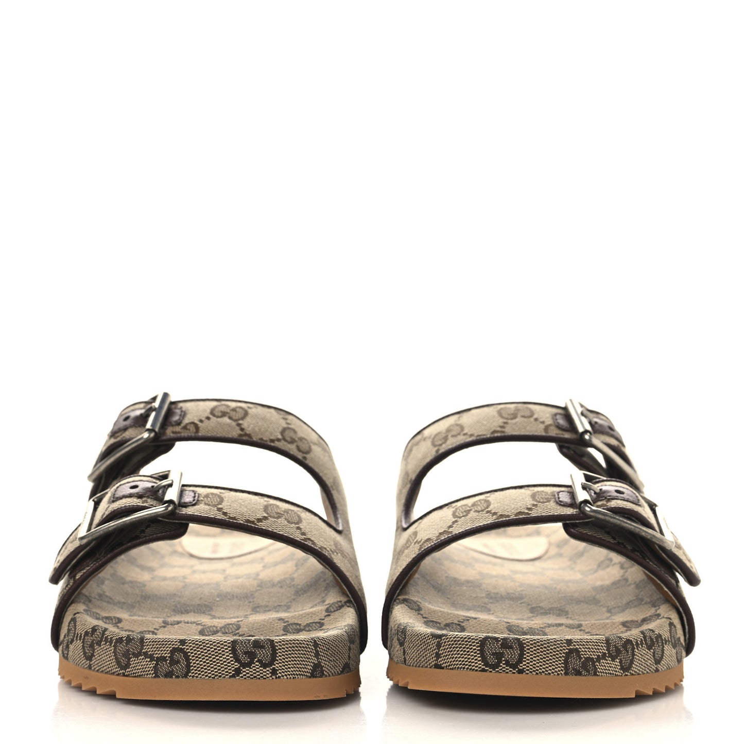 GG Monogram Lavaredo Eco Fabric Mens Slide Sandals With Straps 10 Beige Ebony Light Brown