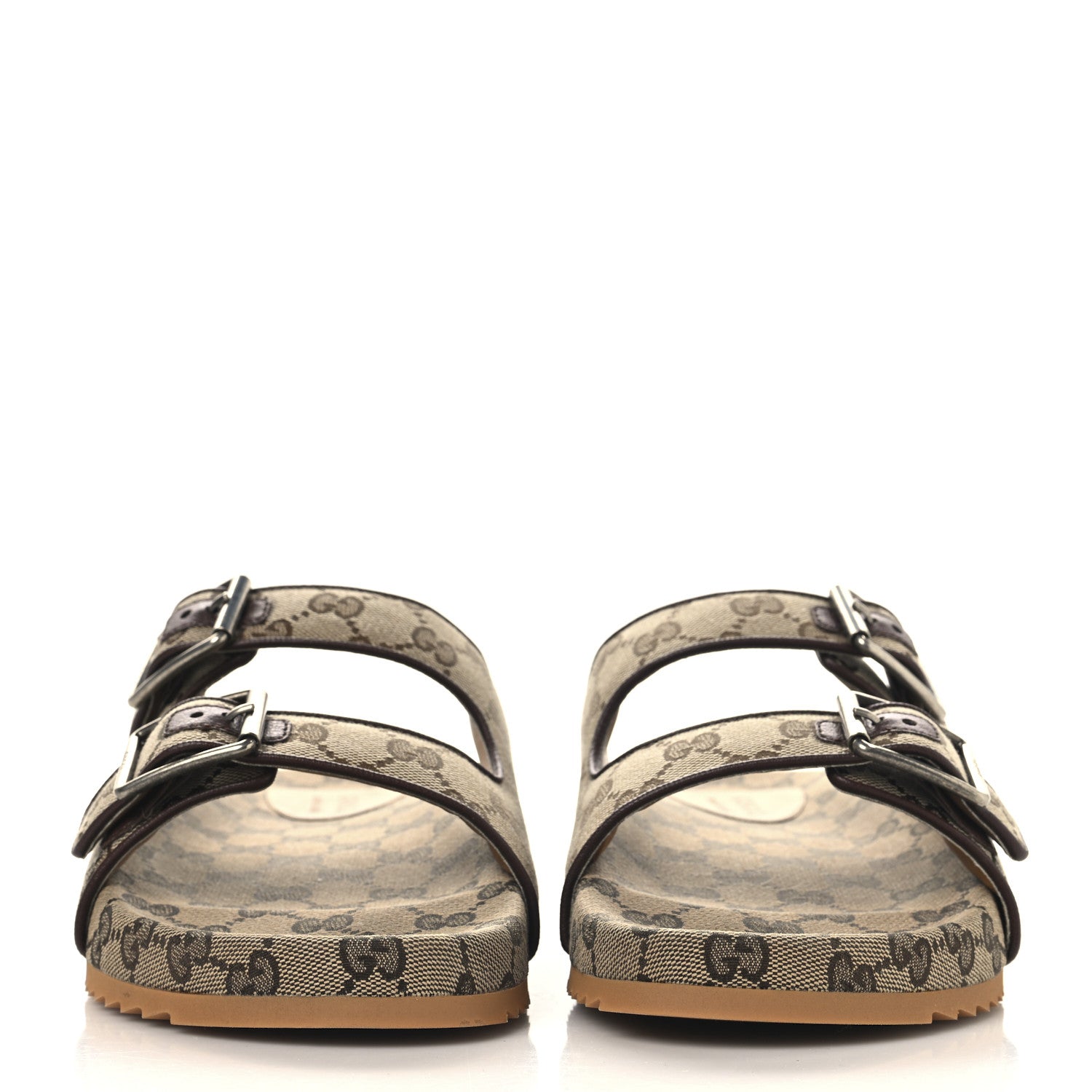 Gucci GG Monogram Lavaredo Eco Fabric Mens Slide Sandals With Straps 10 Beige Ebony Light Brown 3 of 10