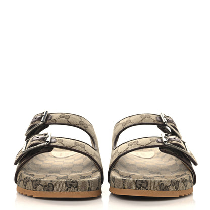 Gucci GG Monogram Lavaredo Eco Fabric Mens Slide Sandals With Straps 10 Beige Ebony Light Brown 3 of 10