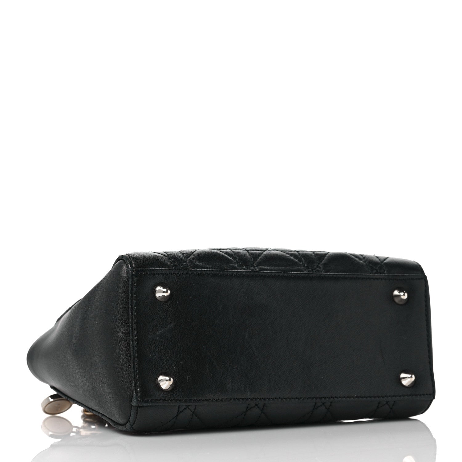 Christian Dior Lambskin Cannage Lady Dior Double Chain Bag Black