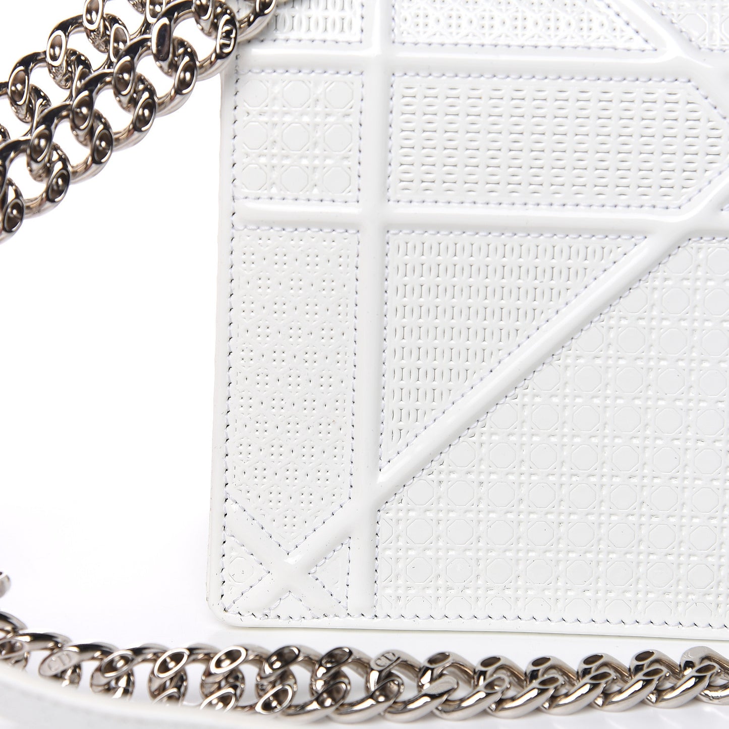 Patent Micro-Cannage Small Diorama Flap Bag White