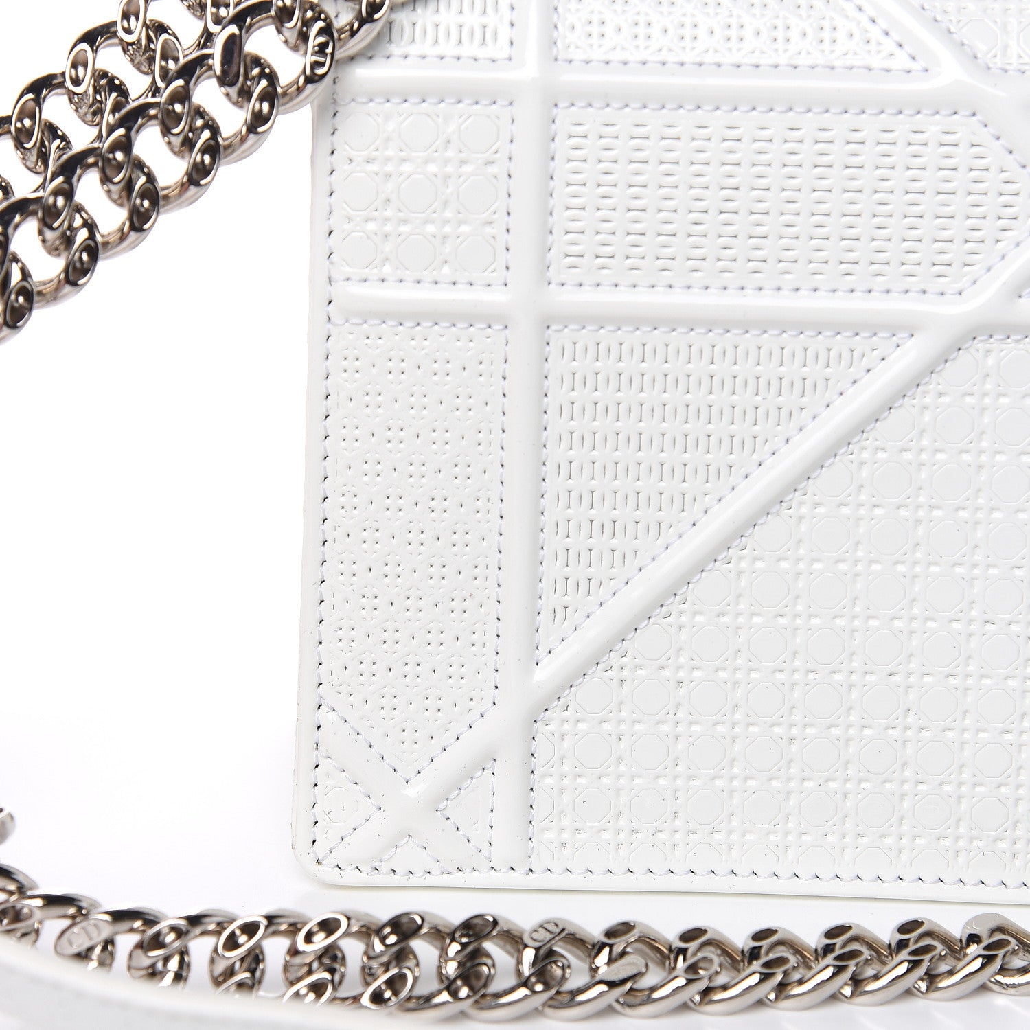 Christian Dior Patent Micro-Cannage Small Diorama Flap Bag White 8 of 10