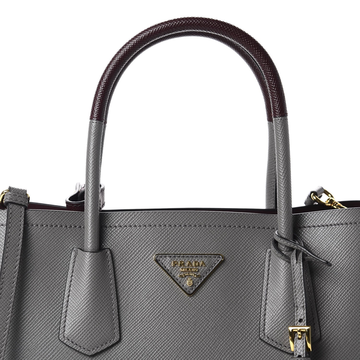 Prada Saffiano Cuir Medium Bi-Color Double Bag Marmo Granato 10 of 10
