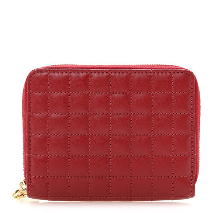 Celine Calfskin Quilted C Charm Compact Zipped Wallet Red 1 of 9