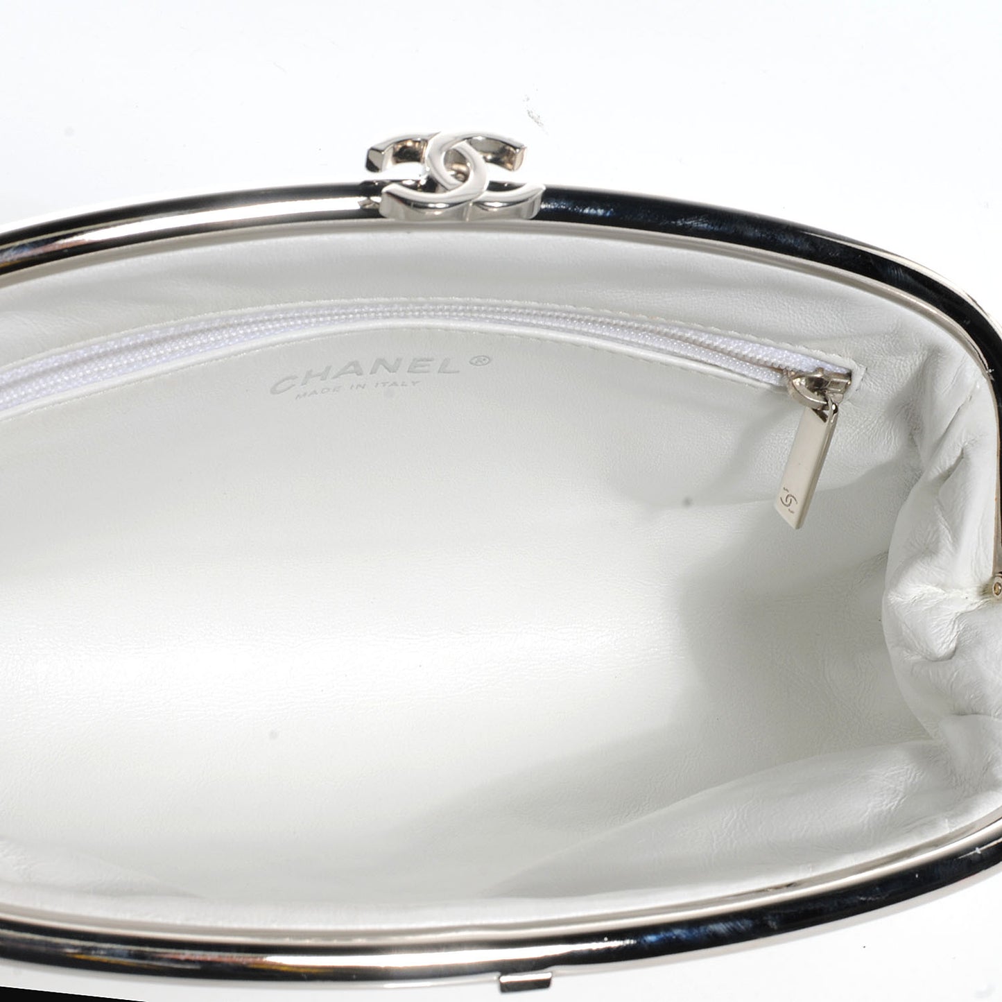 Lambskin Perforated Timeless Clutch White
