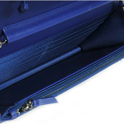 Chanel Grained Patent Calfskin Timeless Wallet On Chain WOC Blue 5 of 8